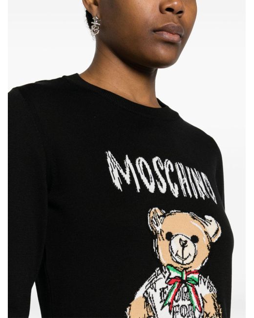 Moschino Black Teddy Bear-motif Mini Dress