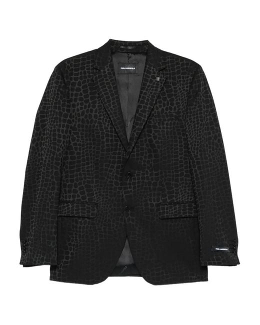 Karl Lagerfeld Black Clever Patterned Blazer for men