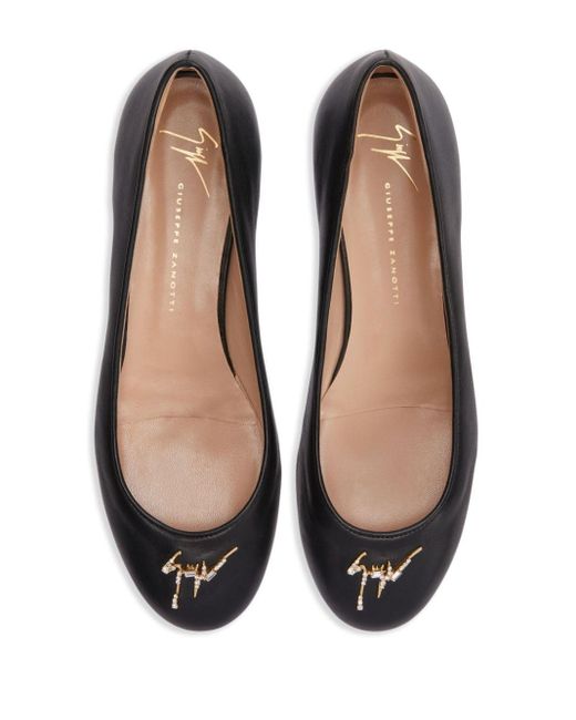 Giuseppe Zanotti Brown Riziana Leather Ballerina Shoes