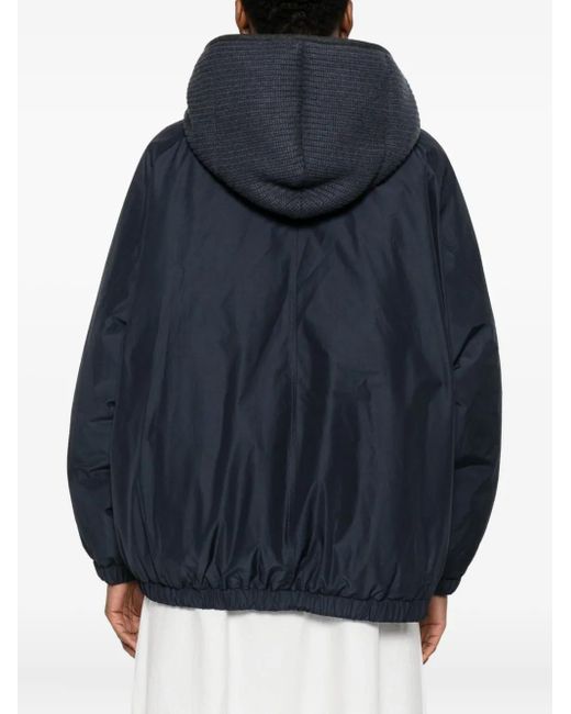 Brunello Cucinelli Blue Hooded Down Jacket