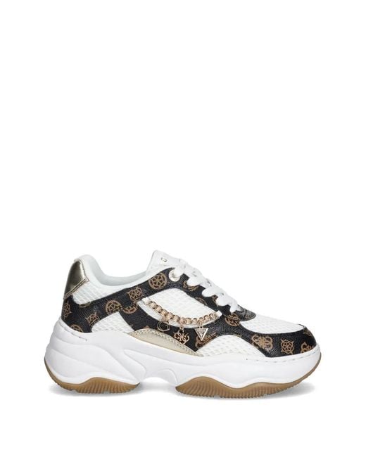 Guess White Harpaa Chain-Logo Sneakers
