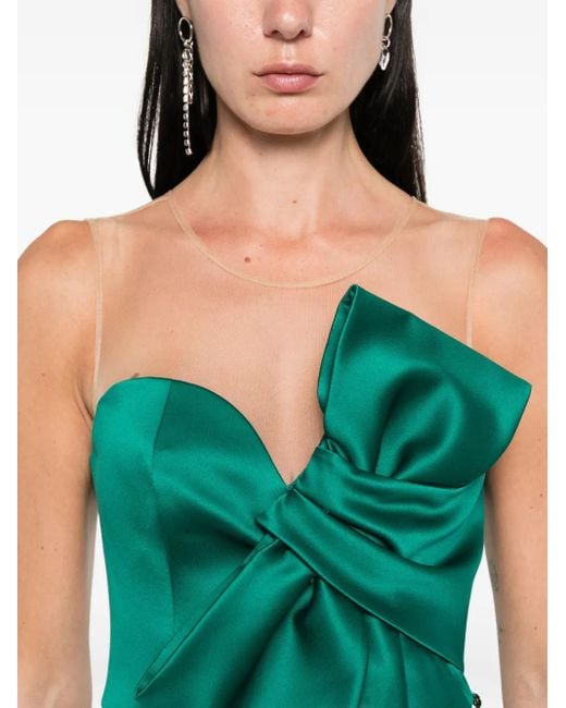 Nissa Green Bow-Detail Midi Dress