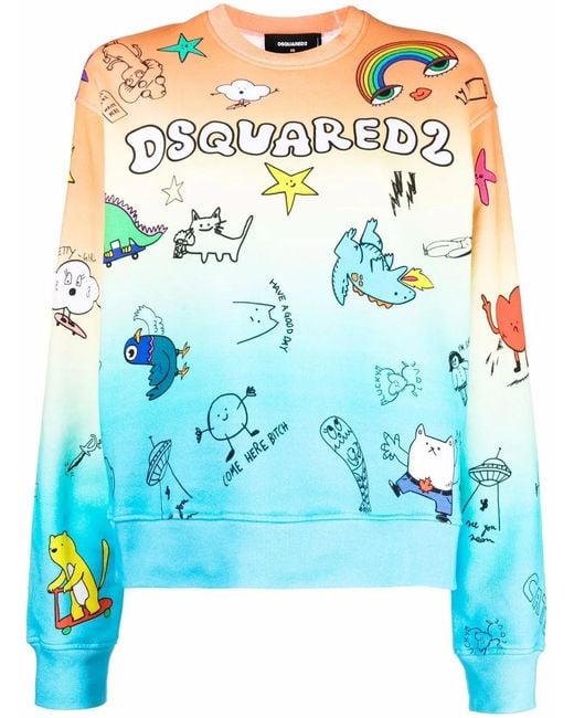 DSquared² Sweater Met Logoprint in het Blue