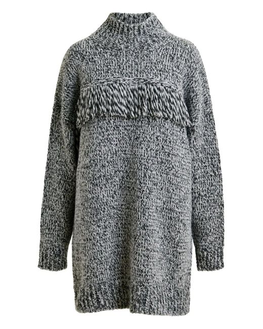 Essentiel Antwerp Gray And Wool-Blend Sweater With Fringe Details