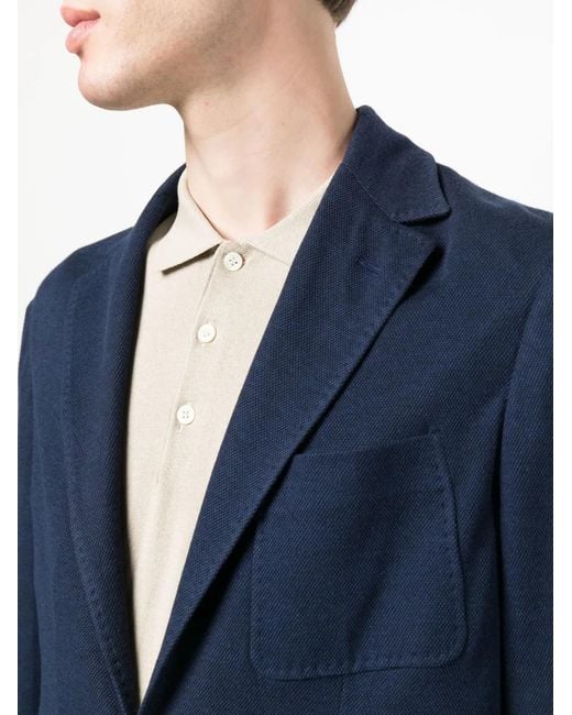 Canali Blue Single-Breasted Jersey Blazer for men