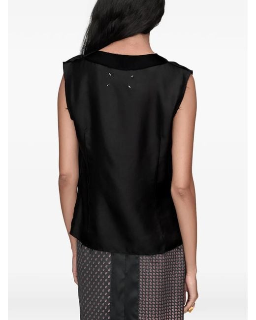 Maison Margiela Black Haut Bonded Creases À Design Sans Manches