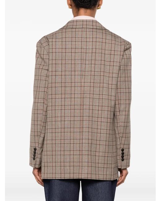 Sandro Brown Checked Oversized Blazer
