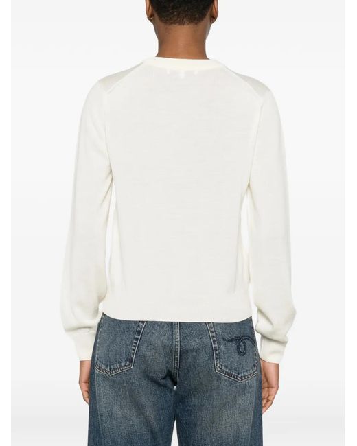 Maison Kitsuné White Fox Embroidered Sweater