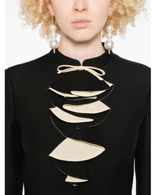 Valentino Garavani Black Bow-Detailed Ruffled Mini Dress
