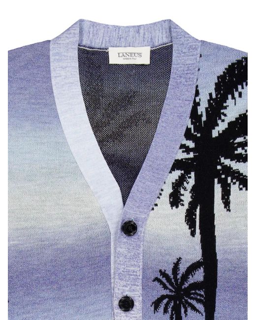 Laneus Blue Knitted Cardigan for men