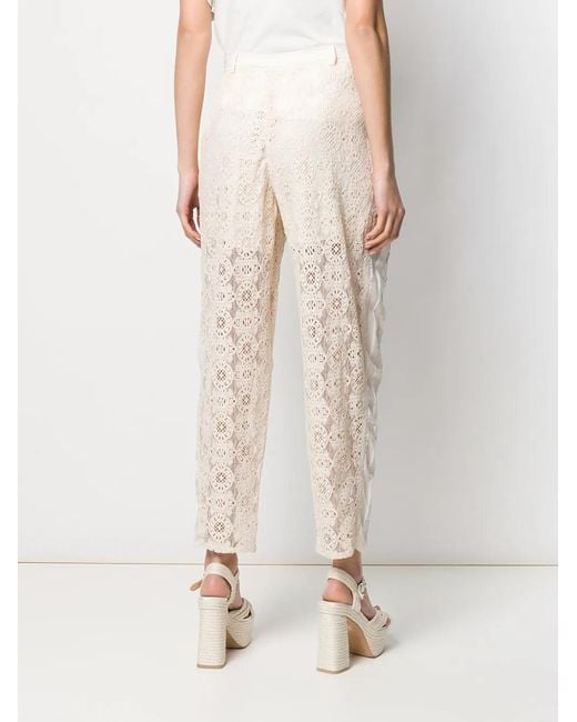 Philosophy Di Lorenzo Serafini Natural Lace Panelled Trousers