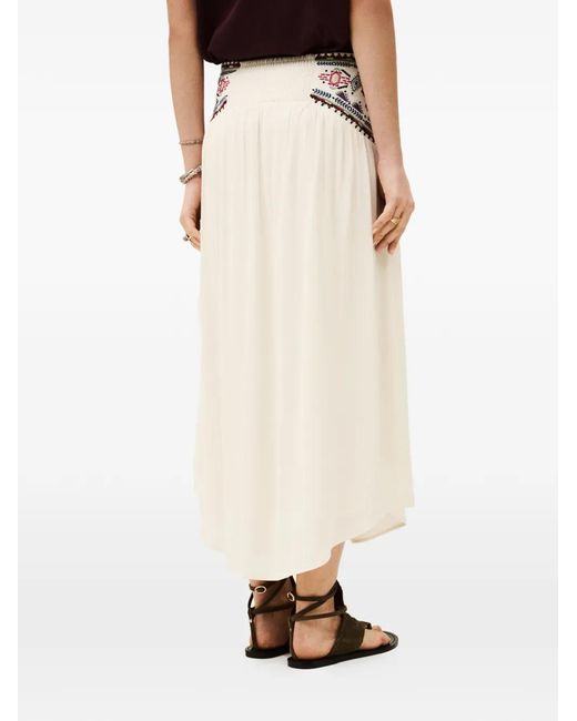 Ba&sh White Tilana Embroidered Buttoned Skirt