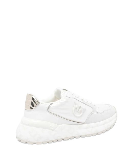 Pinko White Logo-Detail Chunky-Sole Sneakers