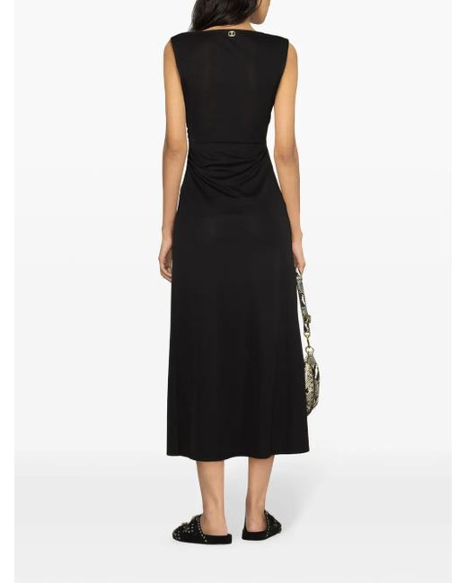 Twinset Black Ärmelloses Maxikleid Mit Raffung