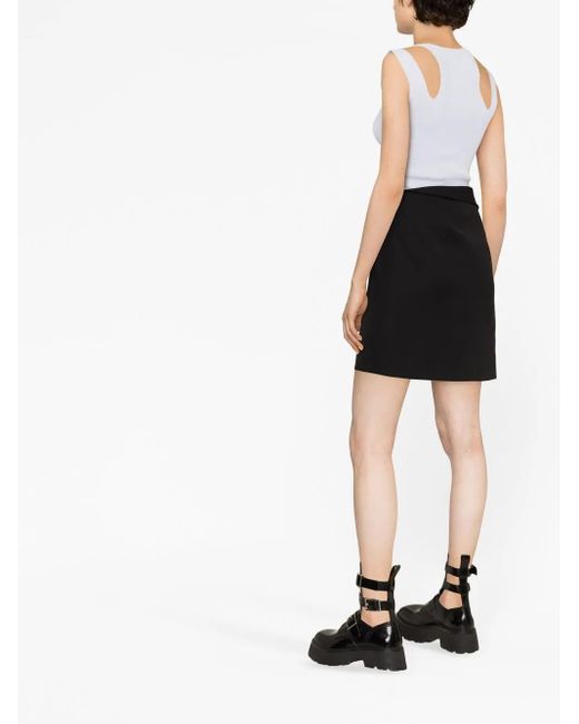 McQueen Black Asymmetric Wool Miniskirt