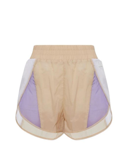 EA7 White Logo-Patch Colour-Block Shorts