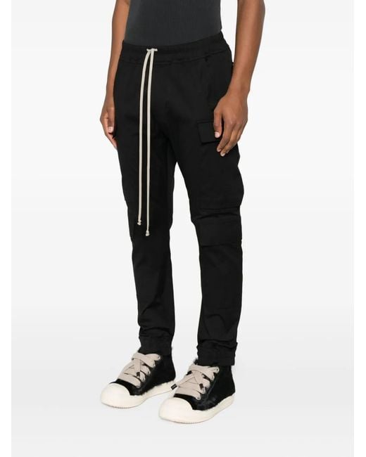 Rick Owens Black Drawstring Cargo Pants for men