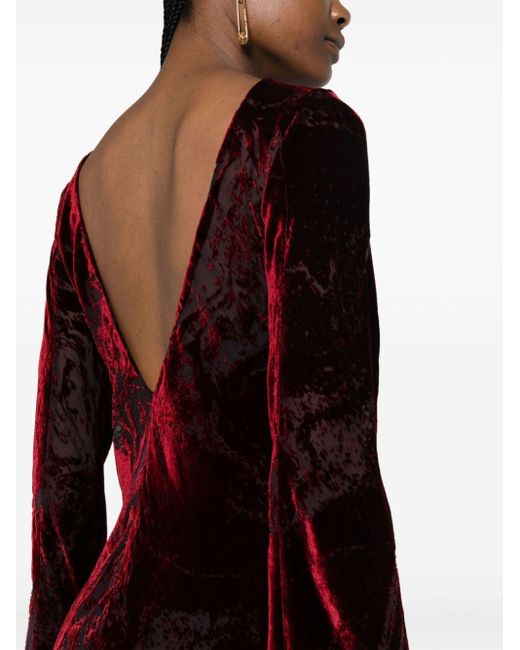 Robe longue plissée en velours Alberta Ferretti en coloris Violet | Lyst