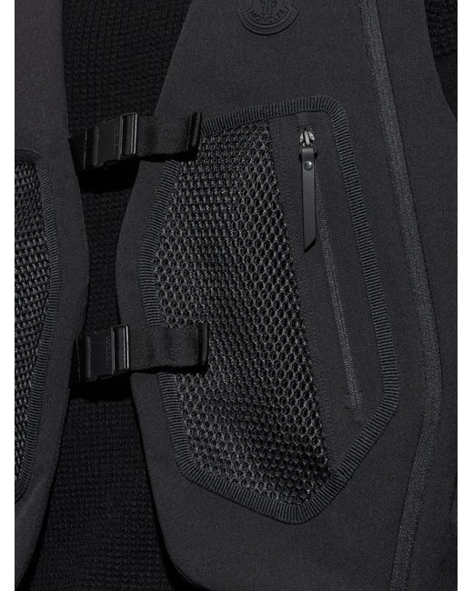 Moncler Black Spica Buckled Mesh-Pockets Gilet for men