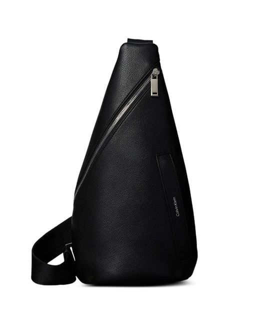 Calvin Klein Black Mini Pebble Grained-Texture Logo-Print Shoulder Bag for men