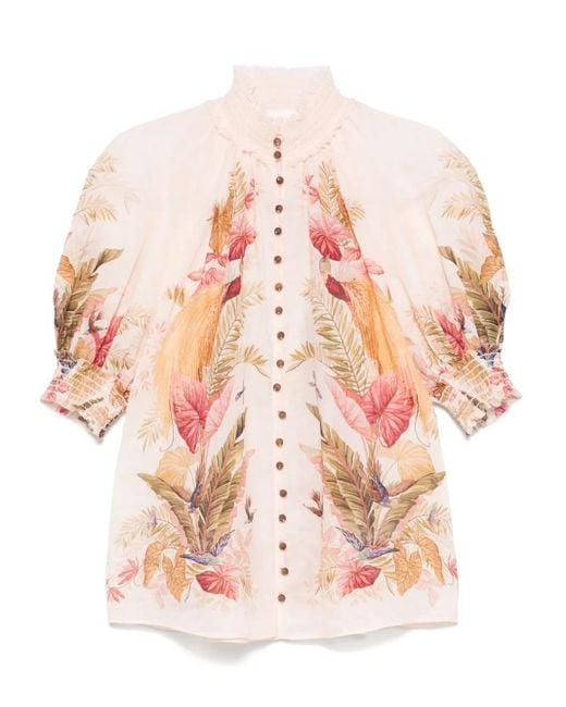 Zimmermann Floral-print Shirt Pink