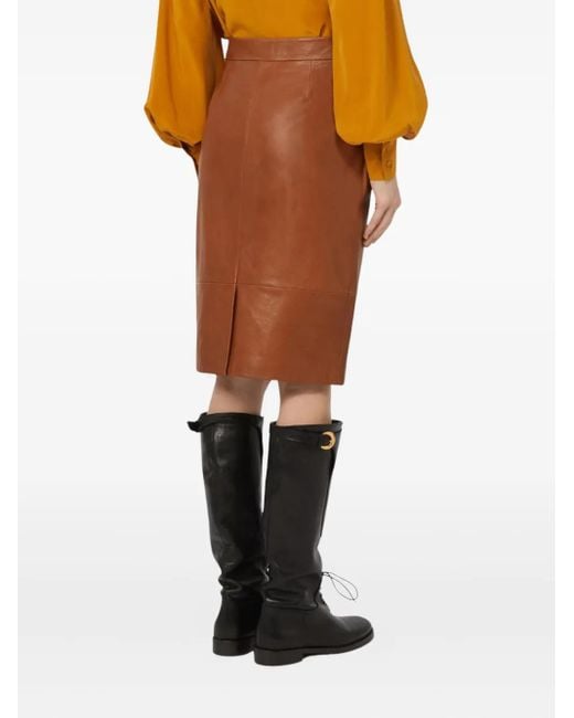 Weekend by Maxmara Midi-Rok Met Leren Vlakken in het Brown