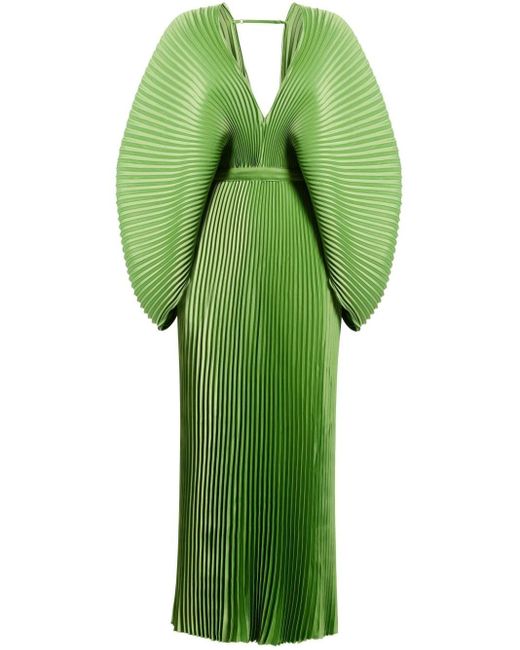 L'idée Green Versaille Pleated Maxi Dress