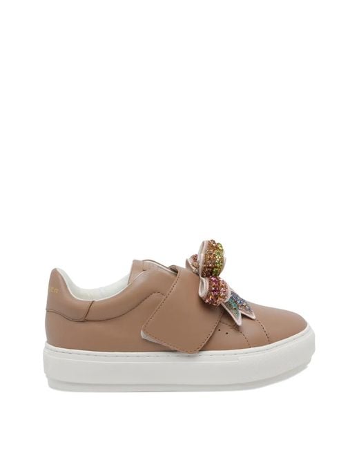 Kurt Geiger Brown Laney Bow-Detail Sneakers