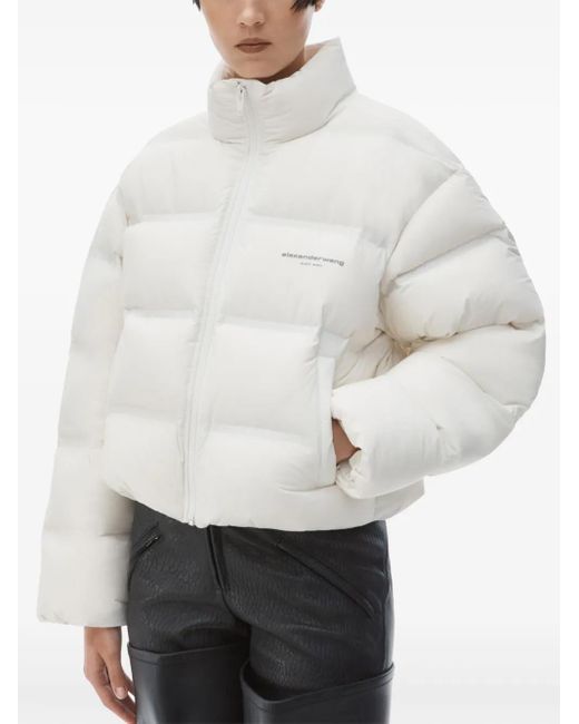 Alexander Wang White Cropped Puffer Jacket