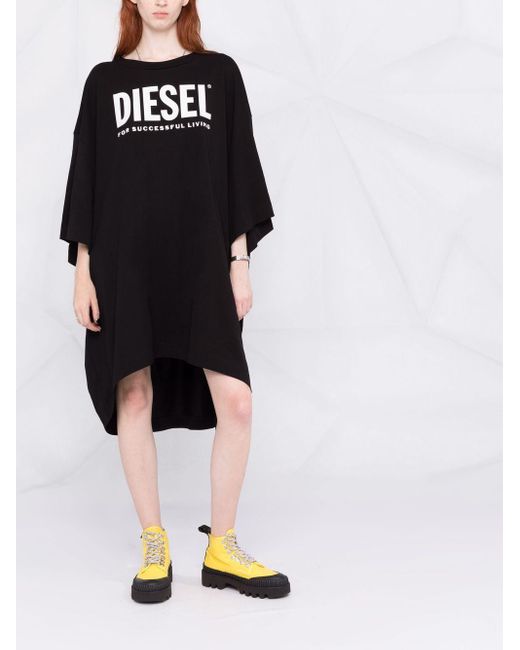 DIESEL T-Shirtkleid im Oversized-Look in Schwarz | Lyst DE