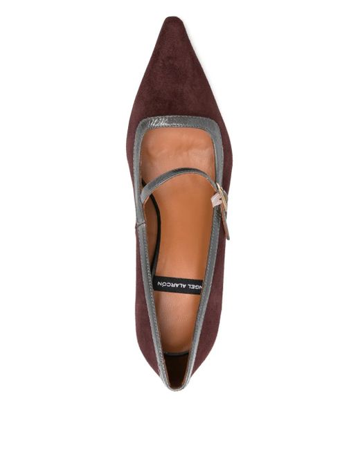 Angel Alarcon Brown Pointed-toe Buckled Pumps