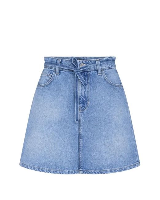 Liu Jo Blue Scarf-Belt Denim Mini Skirt