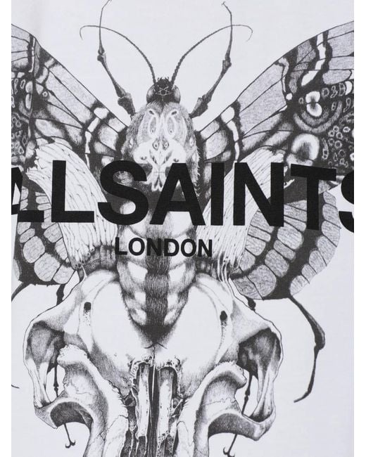 AllSaints White Swoop Amelie Butterfly-Print T-Shirt