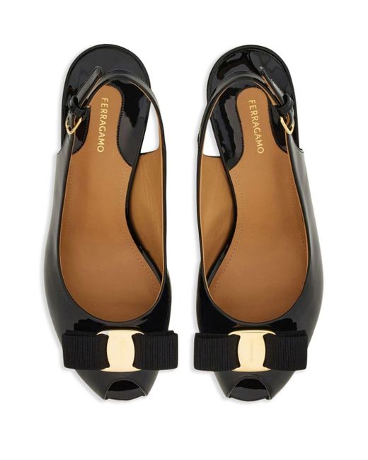 Ferragamo Black Vara Bow Platform Leather Sandals