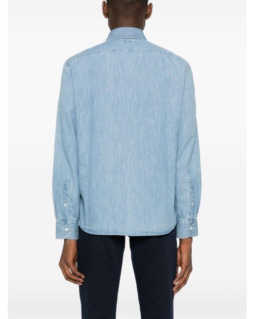Chemise en jean à col italien Brunello Cucinelli pour homme en coloris Blue