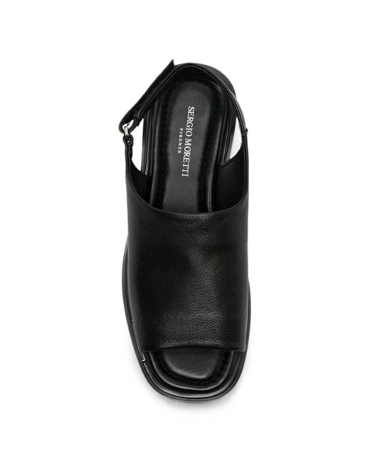 SERGIO MORETTI FIRENZE Black Slingback Touch-Strap Sandals
