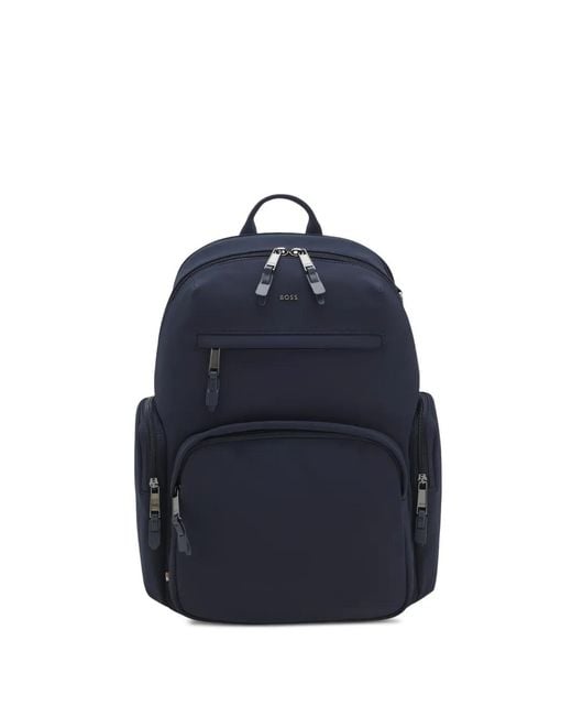 Boss Blue Backpack With Multiple Pockets for men