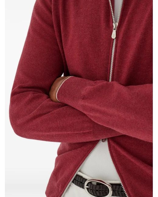 Brunello Cucinelli Red Cashmere Cardigan for men