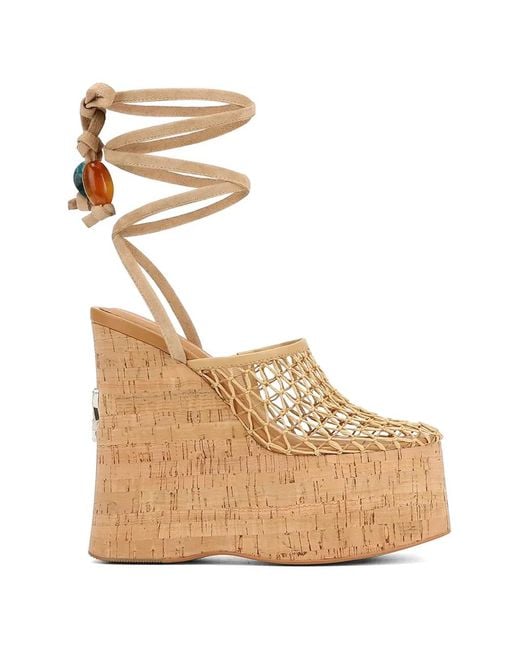 Naked Wolfe Natural Iris Mesh-Panelled Cork Sandals