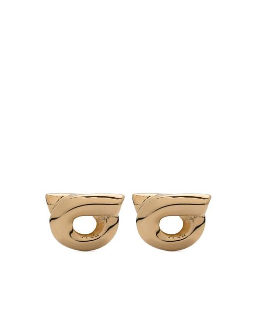 Ferragamo White -tone Gancini 10 Stud Earrings - Women's - Brass