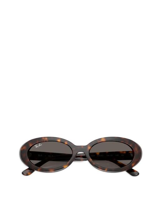 Ray-Ban Gray Oval-Frame Sunglasses