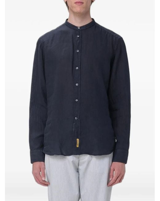 B.D. Baggies Blue Band-Collar Long-Sleeve Shirt for men