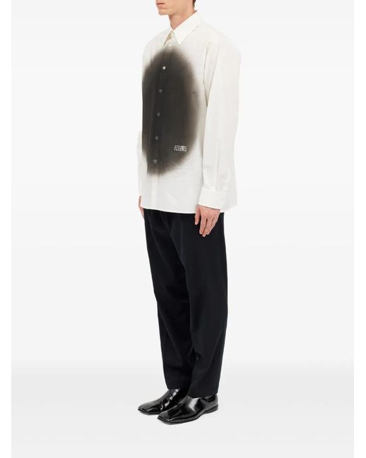 MM6 by Maison Margiela Gray Blurred-Print Long-Sleeve Shirt for men