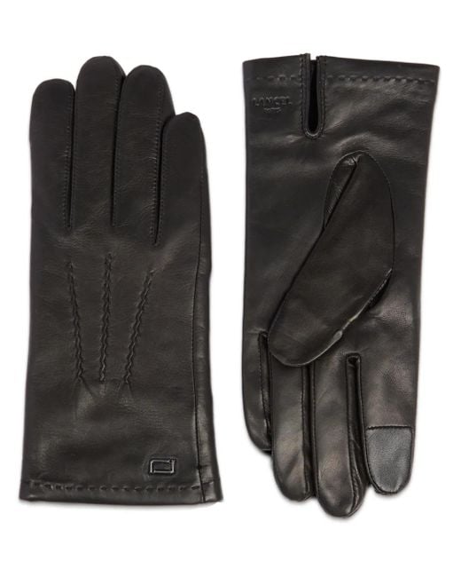 Lancel Black Sellier Logo-Stamp Lather Gloves for men