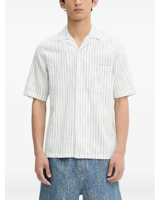 Samsøe & Samsøe White Saoscar Ap Striped Short-Sleeve Shirt for men