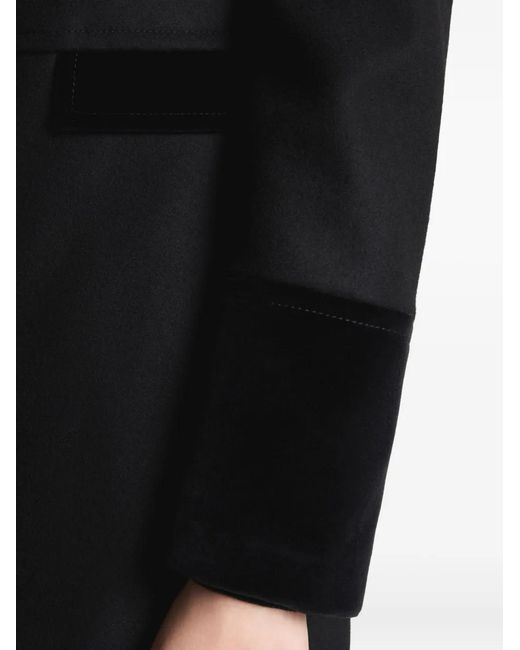Fay Black Velvet-Trimmed Tailored Coat