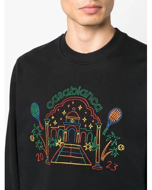 Casablanca Black Crayon Temple Organic-Cotton Sweatshirt for men