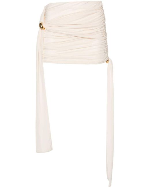 Blumarine White Draped-detail Mini Skirt