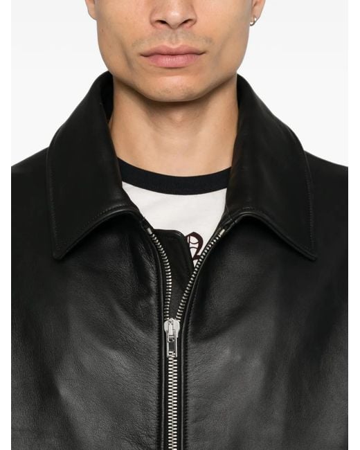 Second/Layer Black Solo Leather Jacket for men