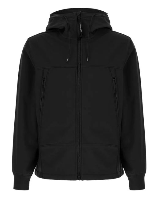 C P Company Black Hooded Zip-Fastening Jacket for men
